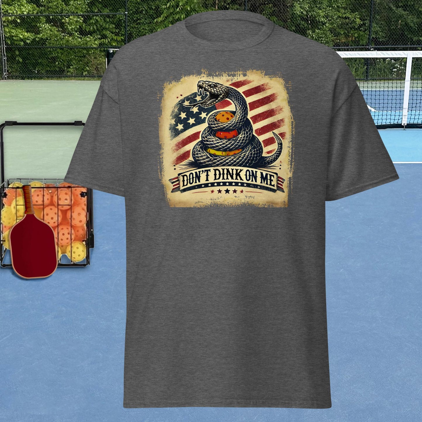 Patriotic Pickleball Shirt, Don't Dink On Me, Front Center Graphic