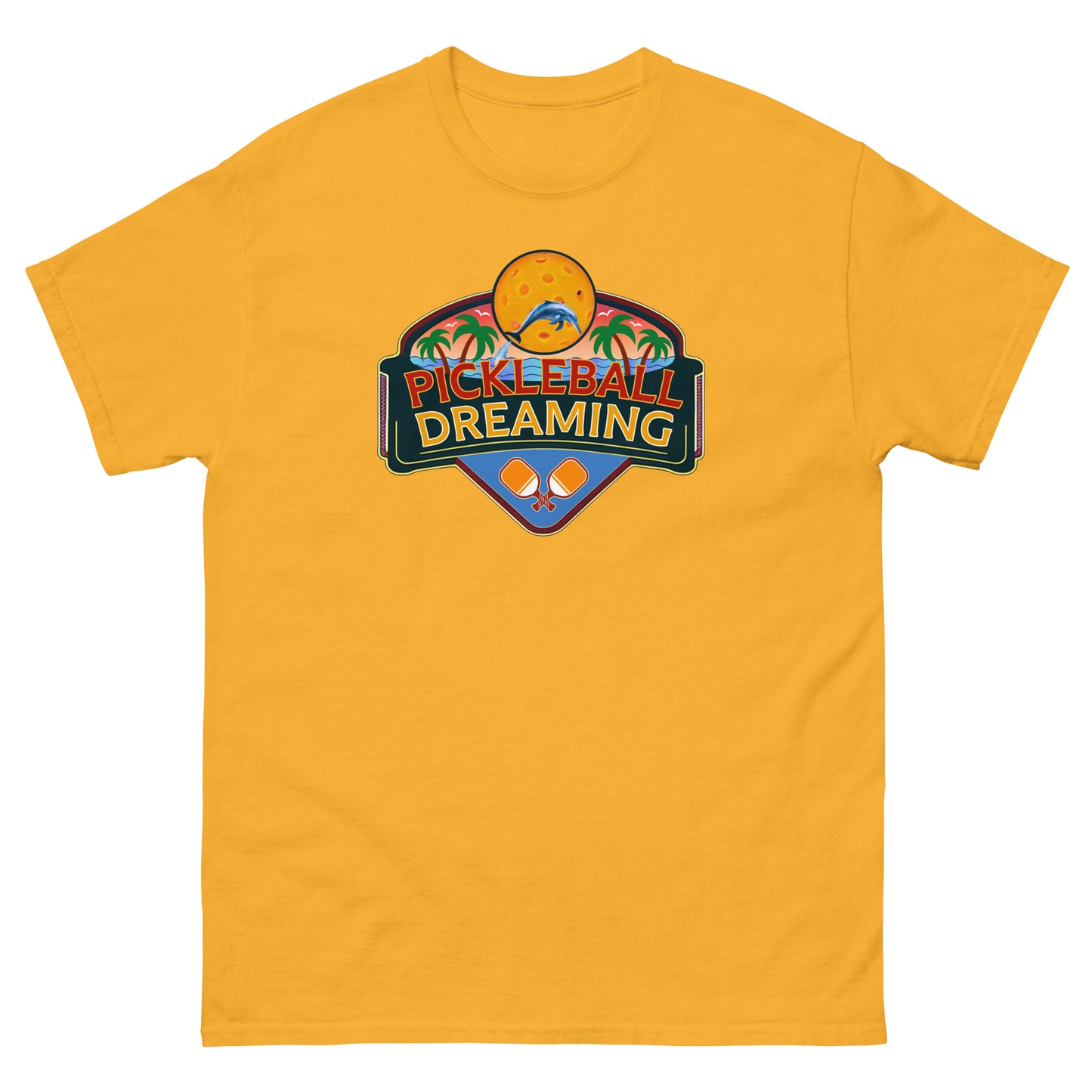 Fun Pickleball Shirt, Pickleball Dreaming Tropical, Front Center Graphic