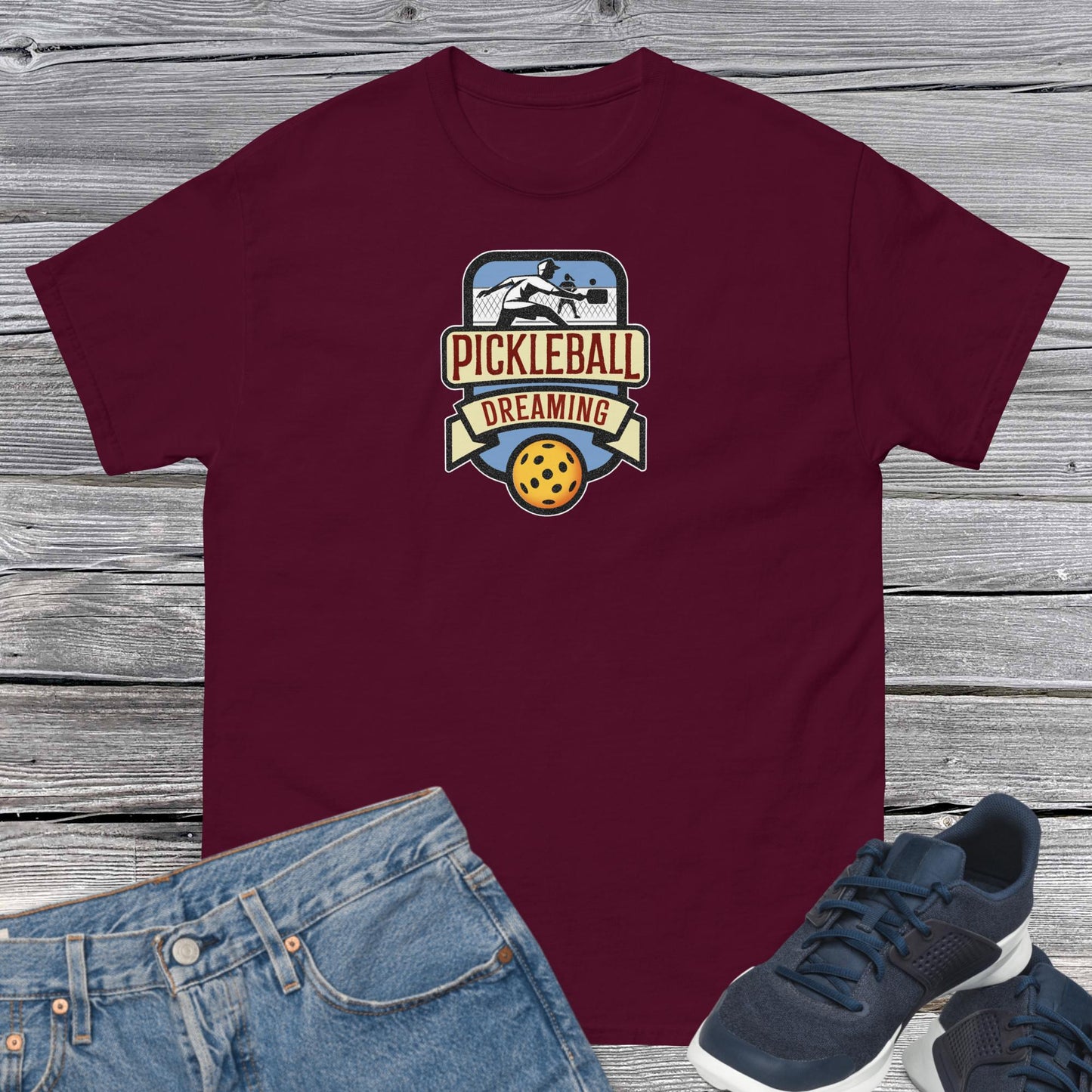 Fun Pickleball Shirt, Pickleball Dreaming, Front Center Graphic