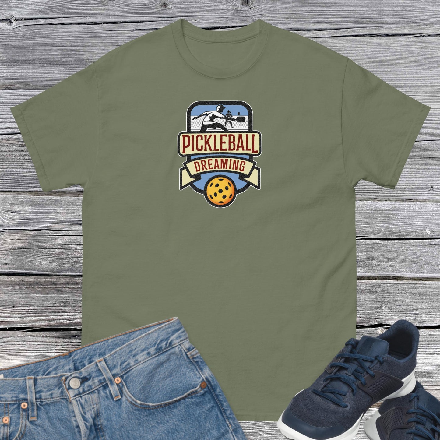 Fun Pickleball Shirt, Pickleball Dreaming, Front Center Graphic