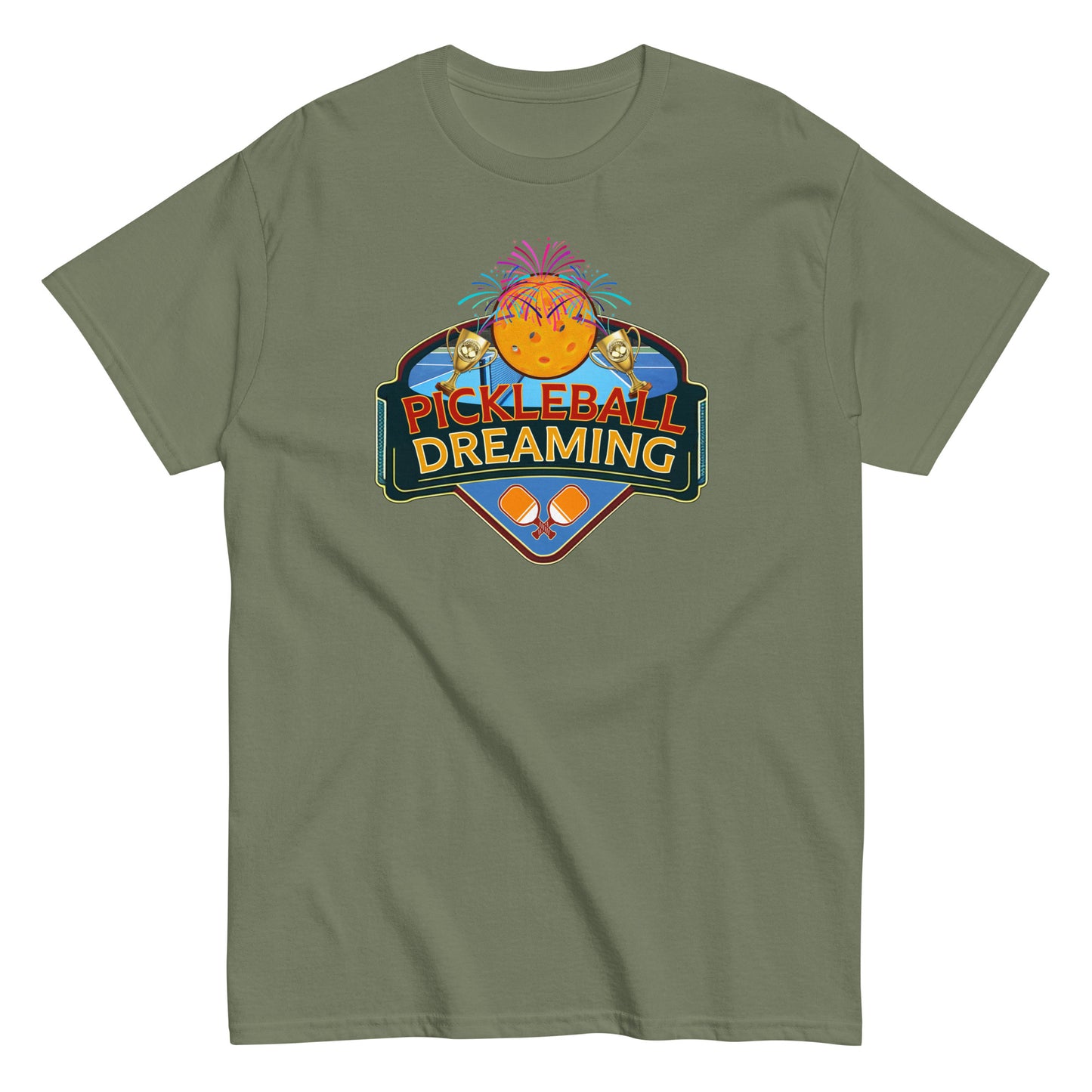 Fun Pickleball Shirt, Pickleball Dreaming Fireworks, Front Center Graphic