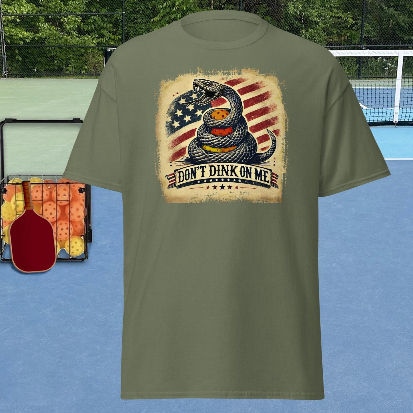 Patriotic Pickleball Shirt, Don't Dink On Me, Front Center Graphic