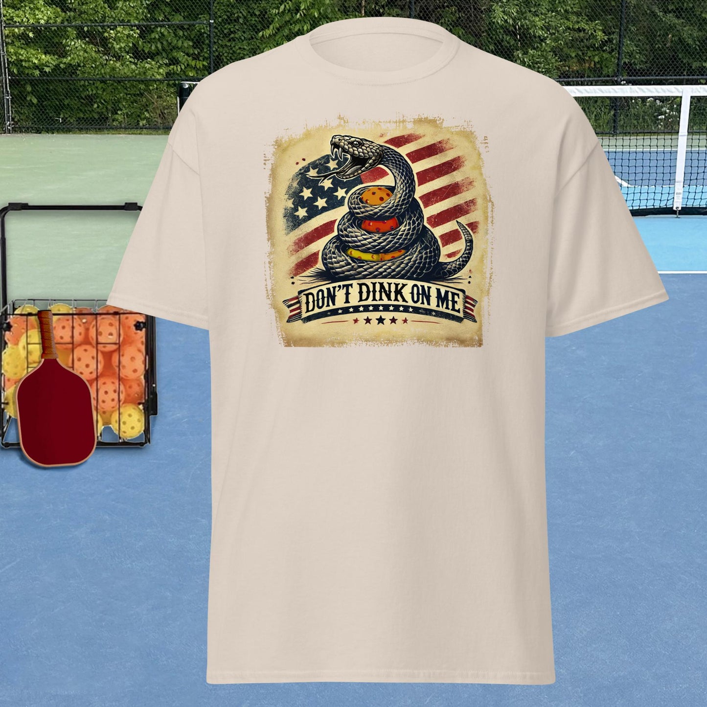 Patriotic Pickleball Shirt, Don't Dink On Me, Front Center Graphic