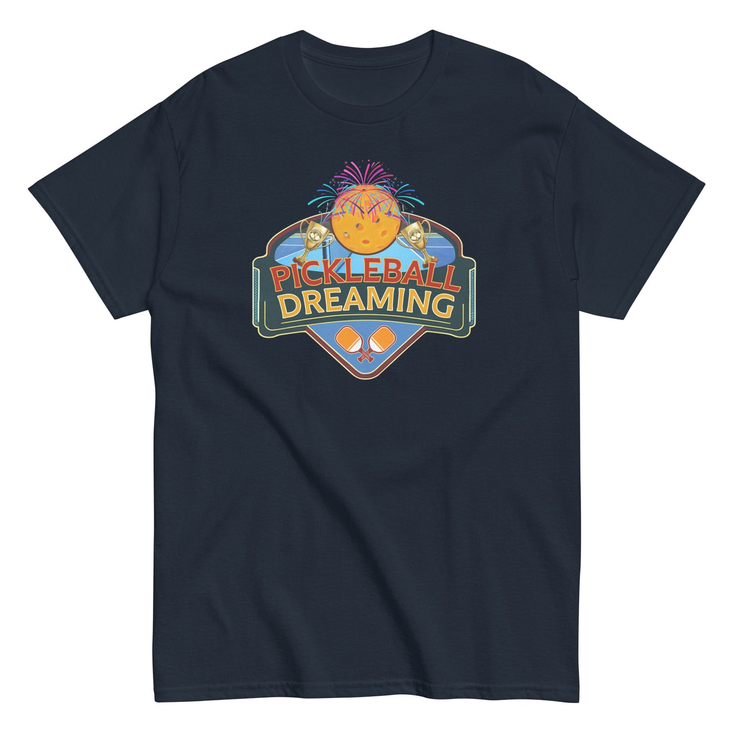 Fun Pickleball Shirt, Pickleball Dreaming Fireworks, Front Center Graphic