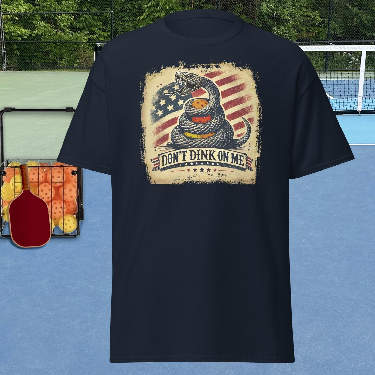 Patriotic Pickleball Shirt, Don't Dink On Me, Front Center Graphic