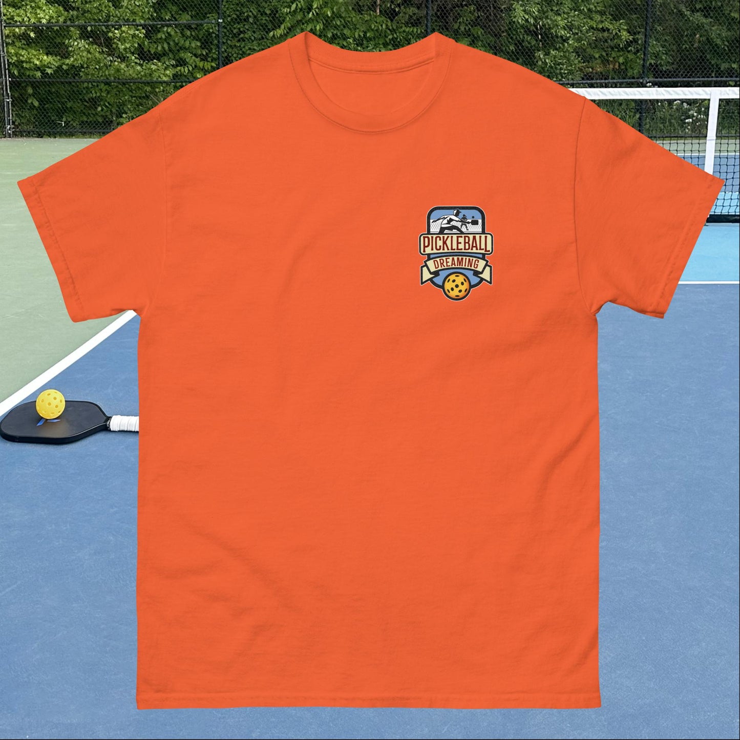 Fun Pickleball T-shirt, Pickleball Dreaming, Graphic on Left Chest