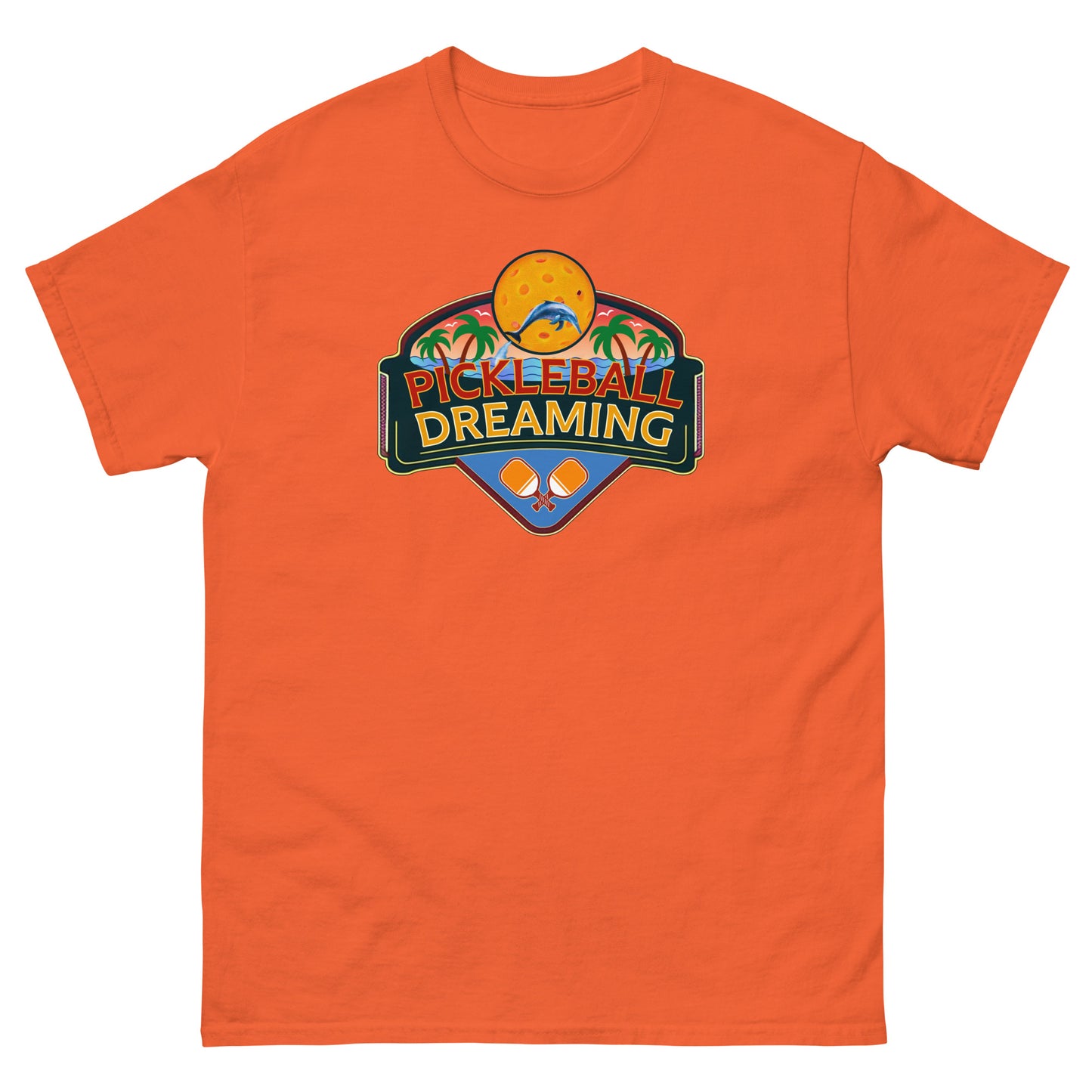 Fun Pickleball Shirt, Pickleball Dreaming Tropical, Front Center Graphic