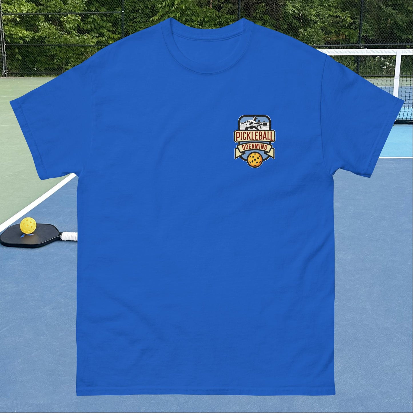 Fun Pickleball T-shirt, Pickleball Dreaming, Graphic on Left Chest