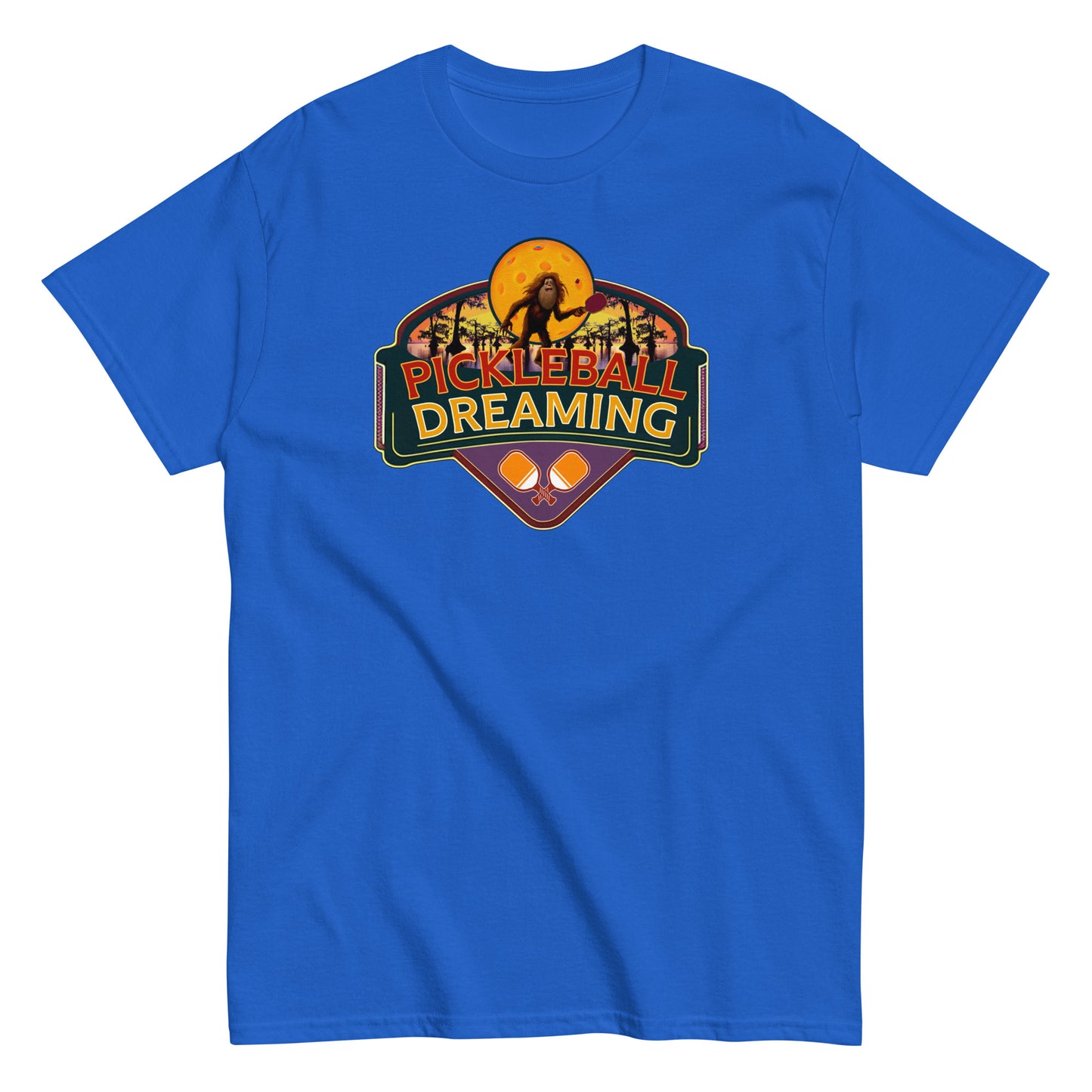 Fun Pickleball Shirt, Pickleball Dreaming Sasquatch, Front Center Graphic