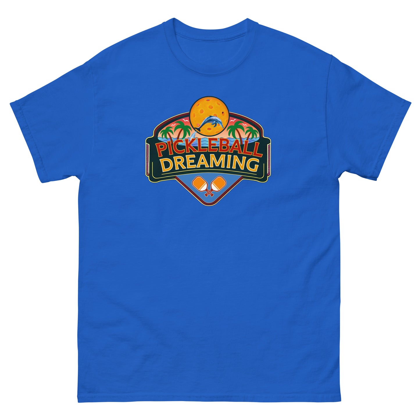 Fun Pickleball Shirt, Pickleball Dreaming Tropical, Front Center Graphic