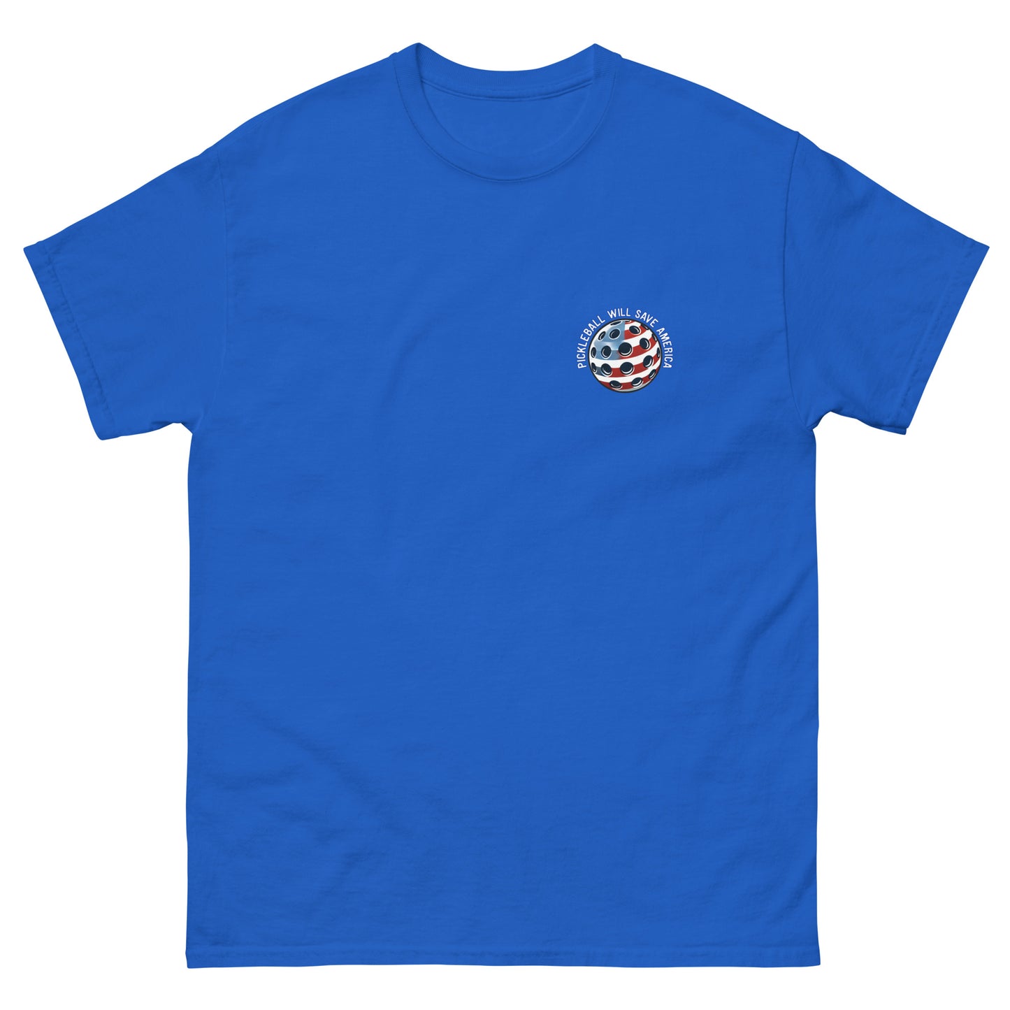 Patriotic Pickleball Shirt, Pickleball Will Save America, Front Left Chest