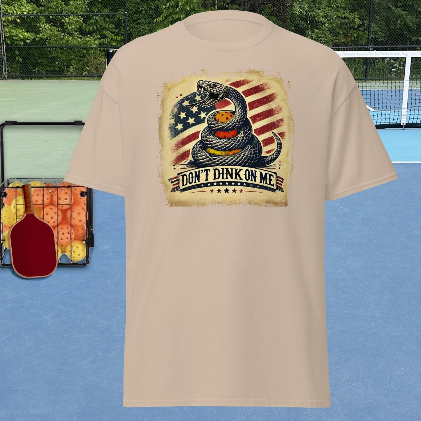 Patriotic Pickleball Shirt, Don't Dink On Me, Front Center Graphic