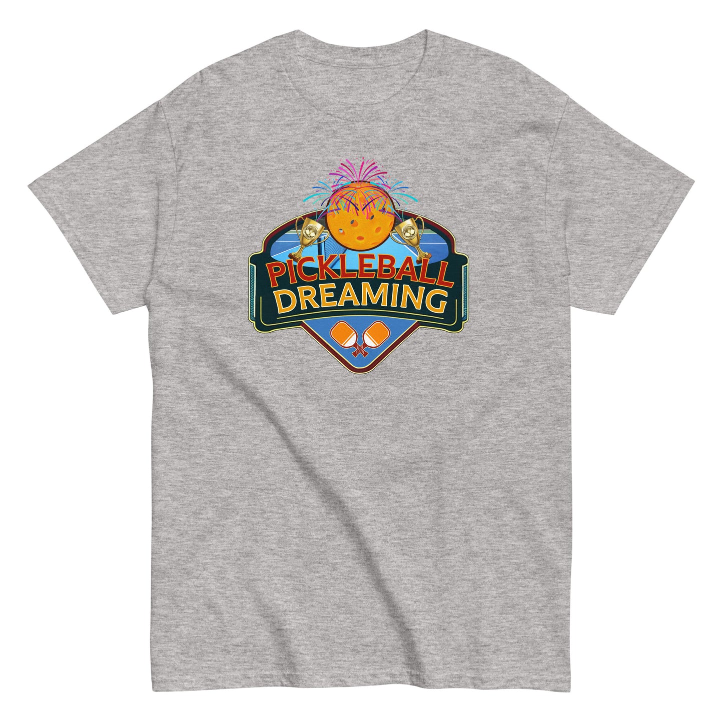 Fun Pickleball Shirt, Pickleball Dreaming Fireworks, Front Center Graphic