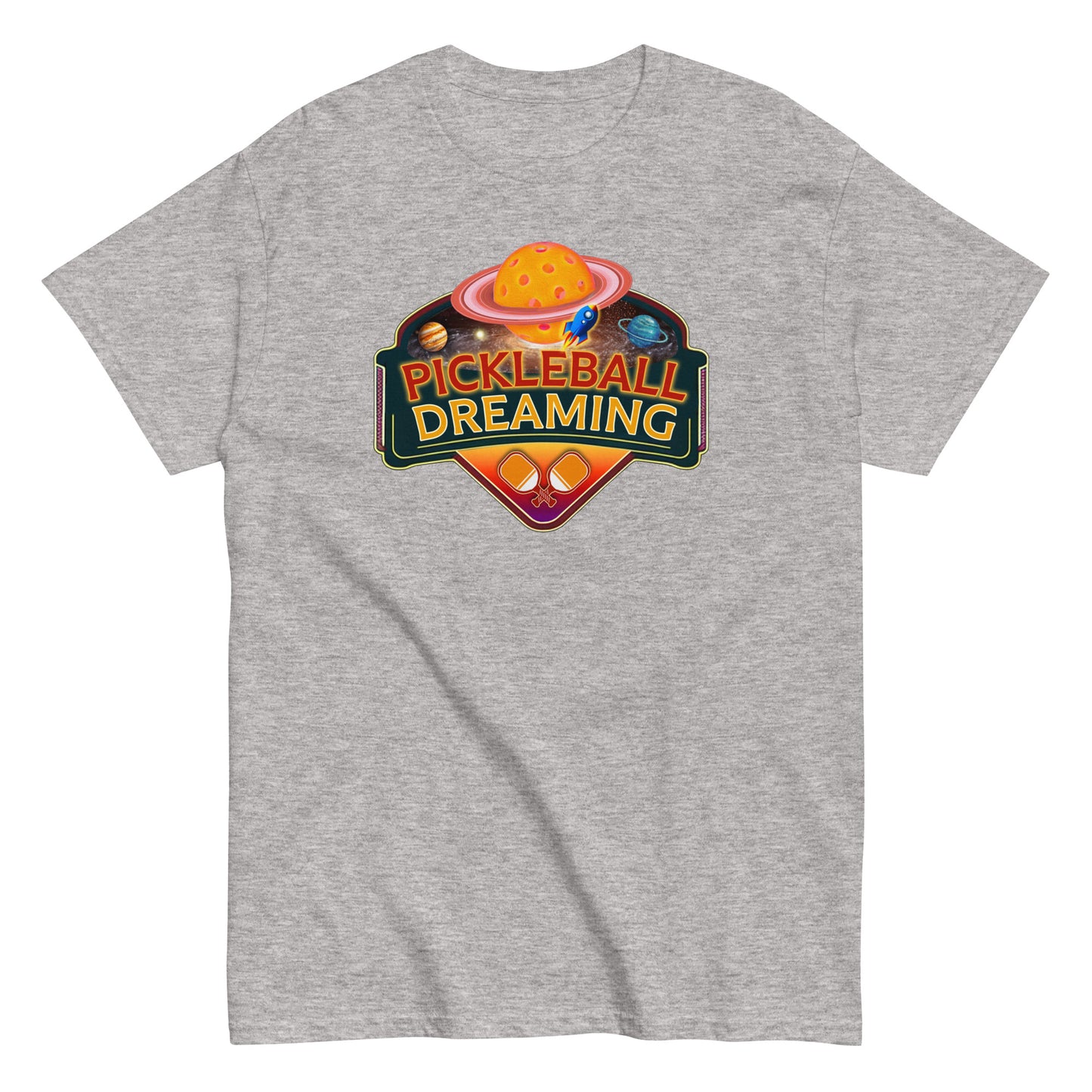 Fun Pickleball Shirt, Pickleball Dreaming Outer Space, Front Center Graphic