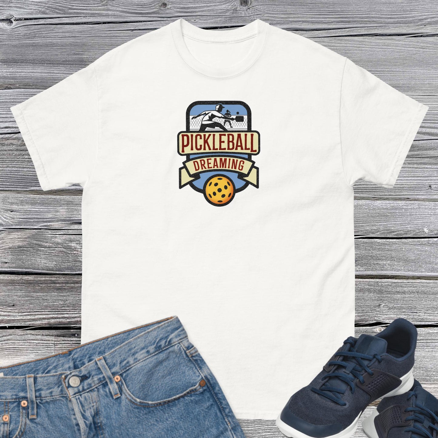 Fun Pickleball Shirt, Pickleball Dreaming, Front Center Graphic