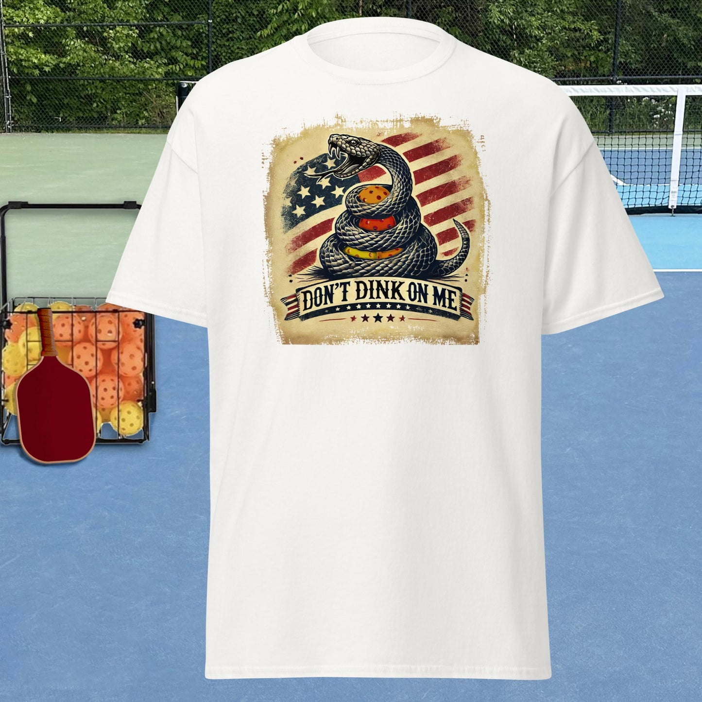 Patriotic Pickleball Shirt, Don't Dink On Me, Front Center Graphic