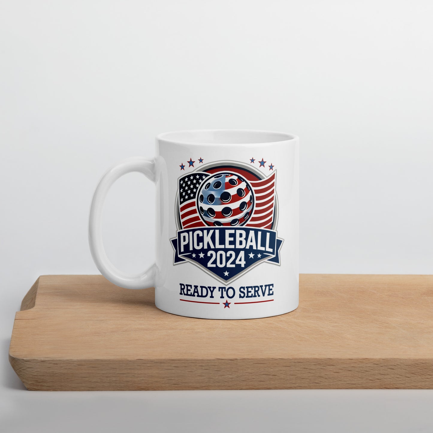 Patriotic Pickleball Mug, Pickleball 2024, White, 11 oz or 15 oz