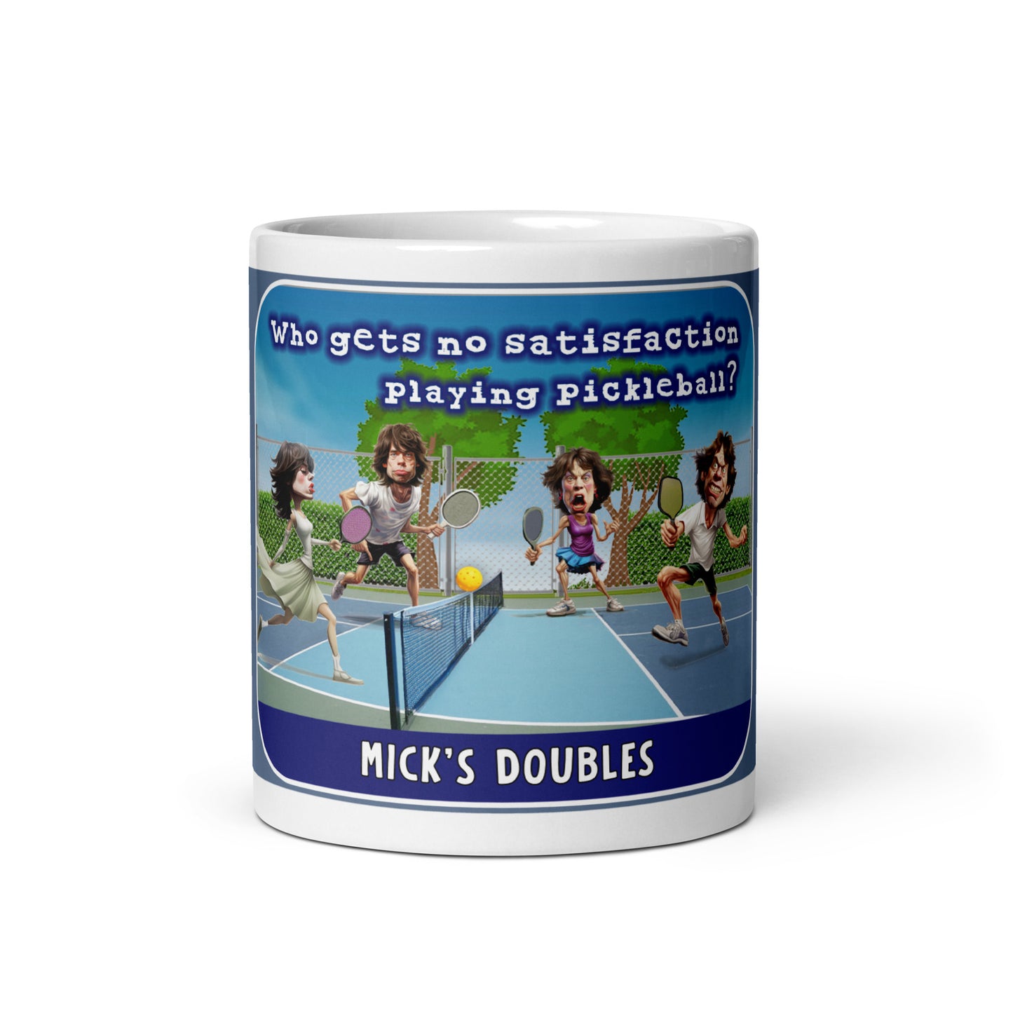 Pickleball Mug, Mick's Doubles, White, 11oz