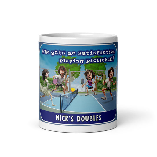 Pickleball Mug, Mick's Doubles, White, 11oz