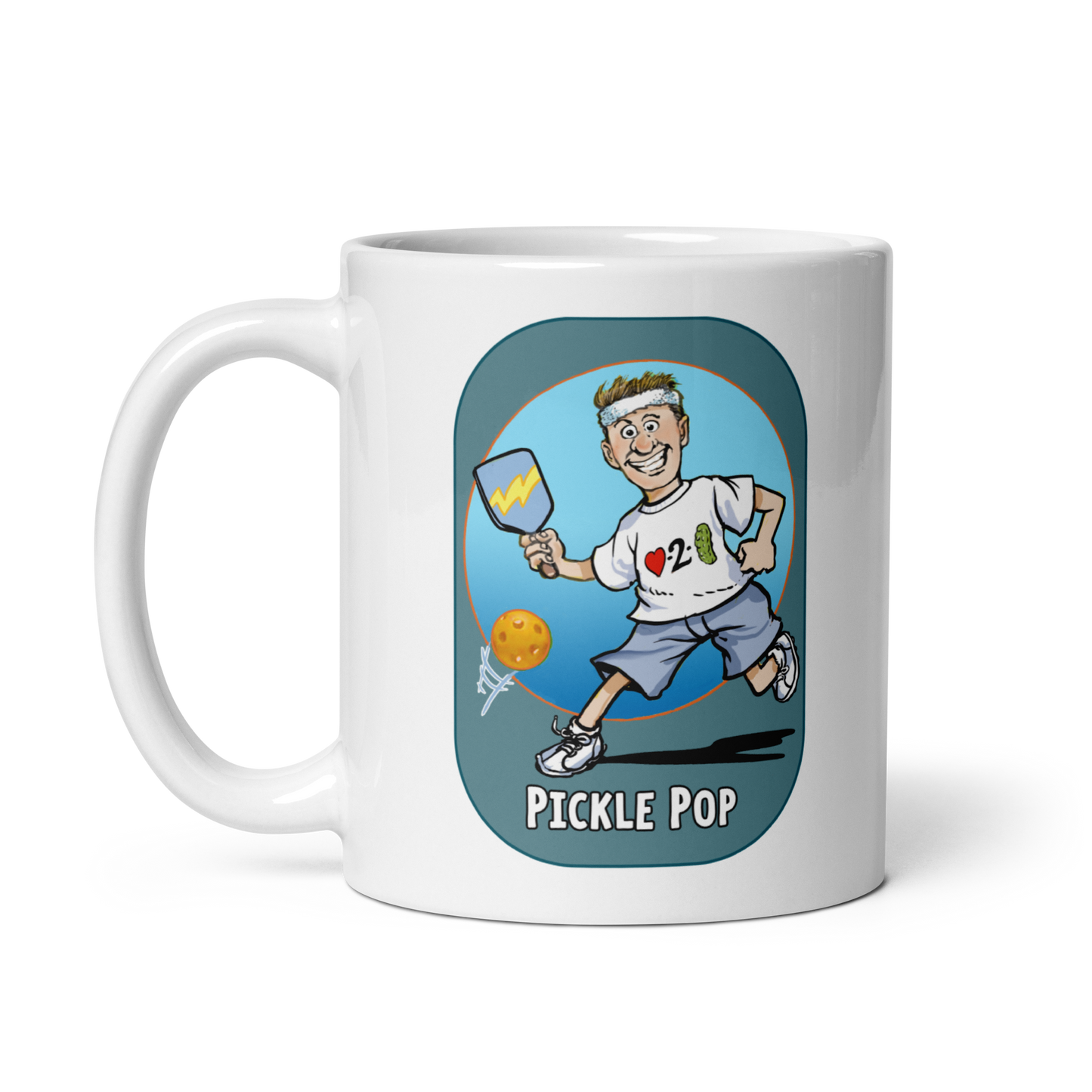 White Pickleball Mug Pickle Pop Gift for Father 11 oz