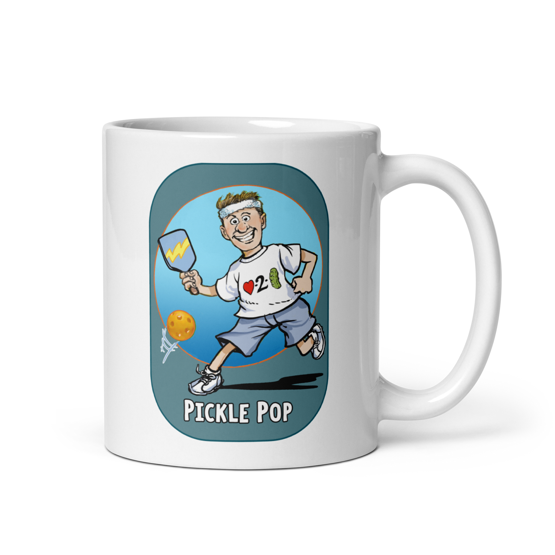 White Pickleball Mug Pickle Pop Gift for Father 11 oz