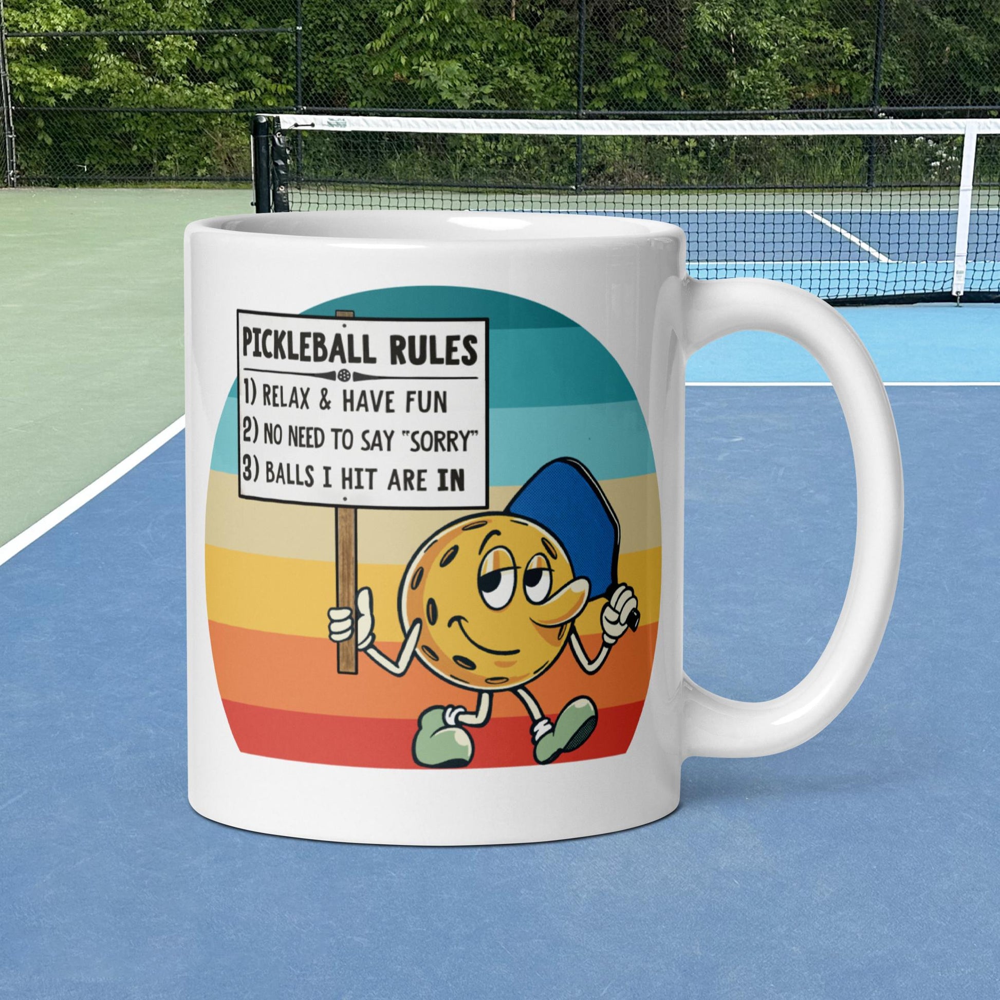 Pickleball Rules Funny Pickleball Mug, White, 11oz