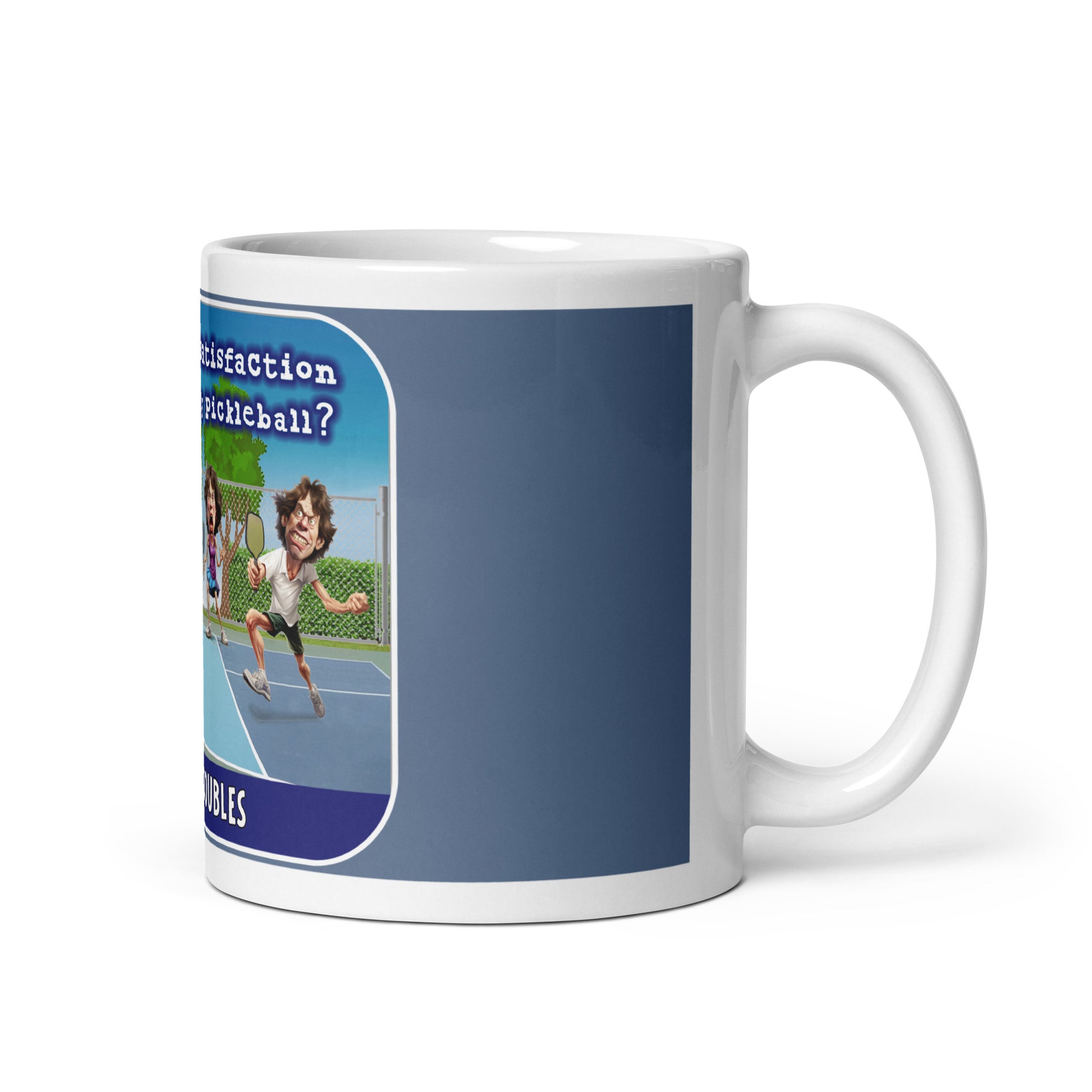 Side View Pickleball Mug, Mick's Doubles, White, 11oz