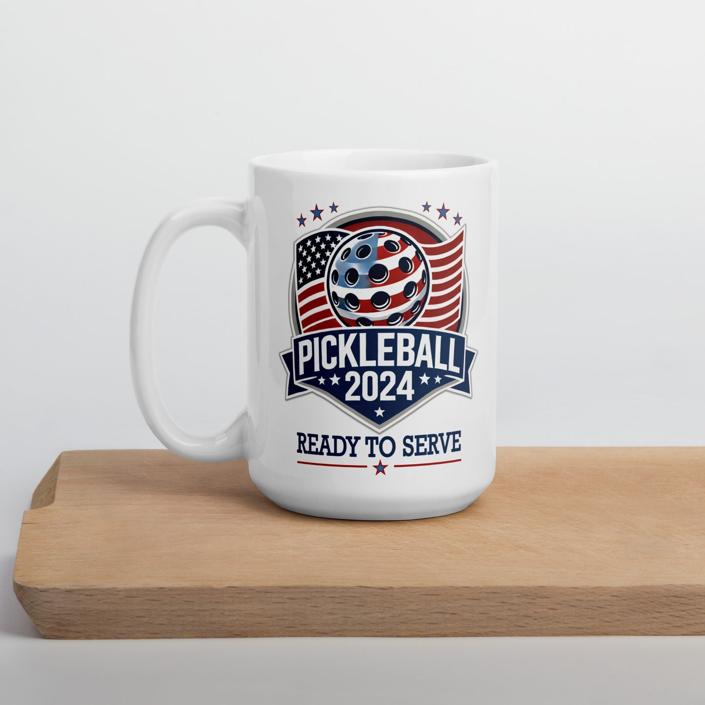 Patriotic Pickleball Mug, Pickleball 2024, White, 11 oz or 15 oz