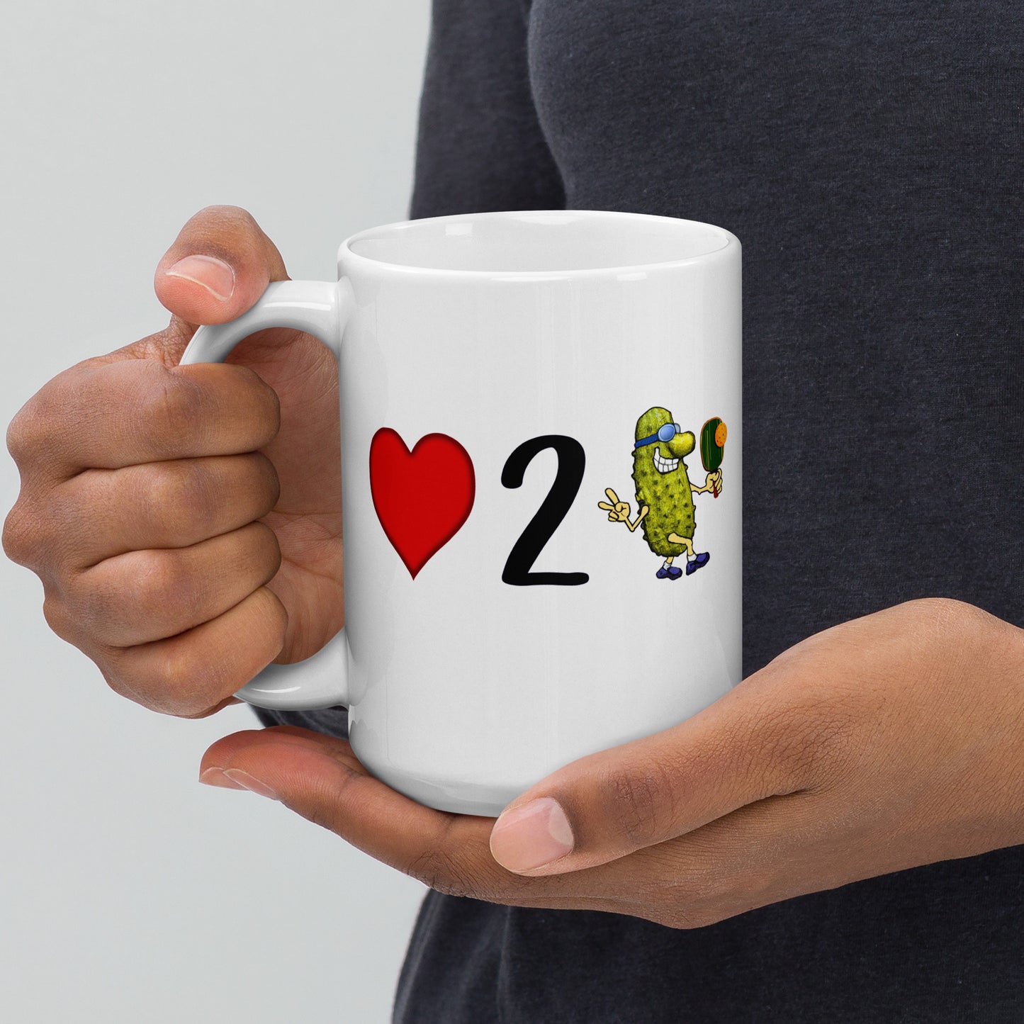 Fun Pickleball Mug, Love 2 Pickle, White, 11oz or 15oz