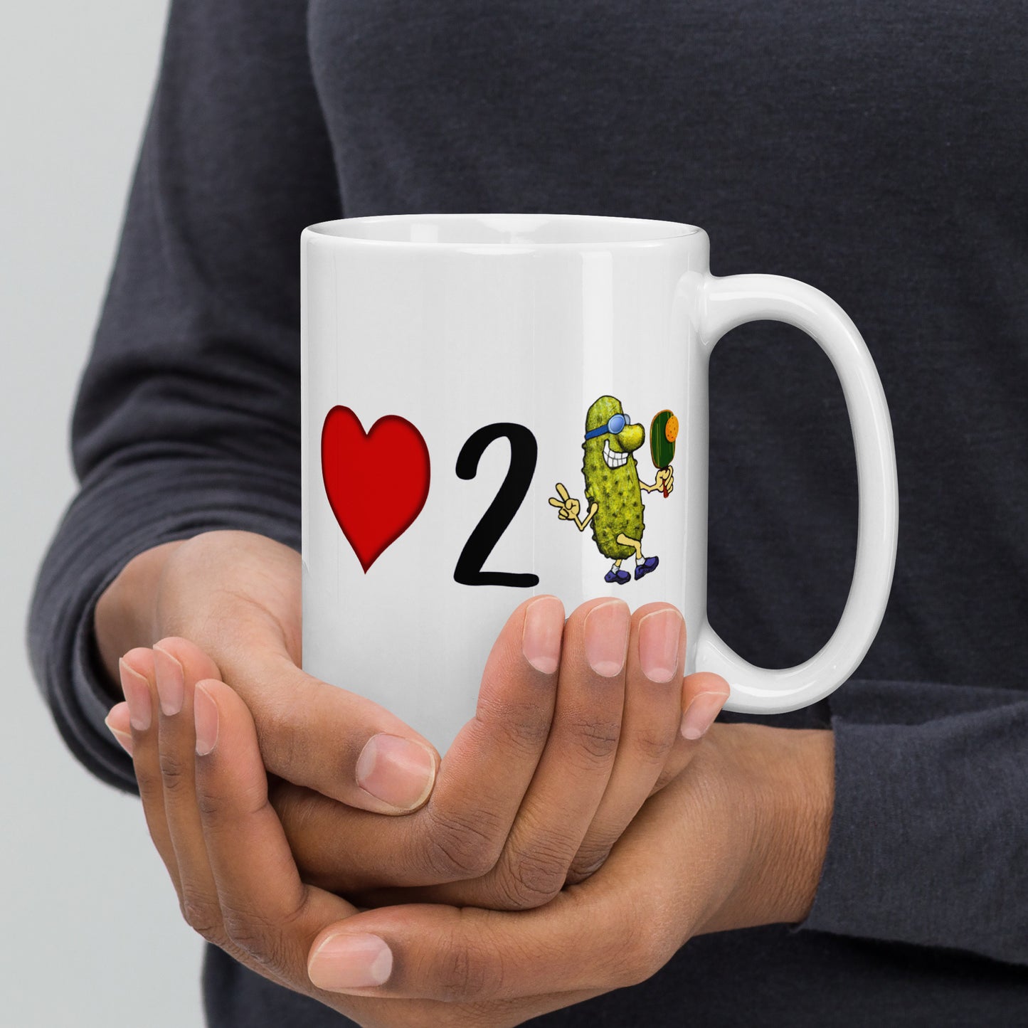 Fun Pickleball Mug, Love 2 Pickle, White, 11oz or 15oz