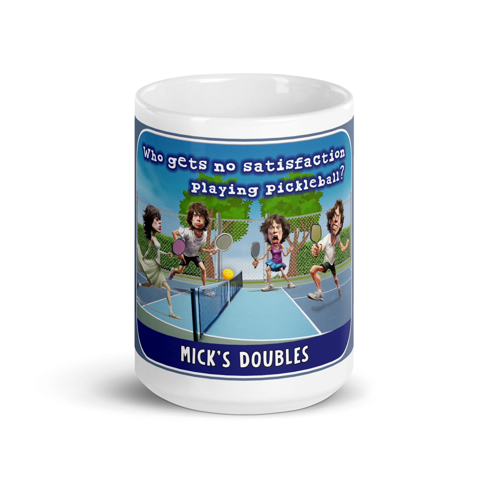 Pickleball Mug, Mick's Doubles, White, 15oz