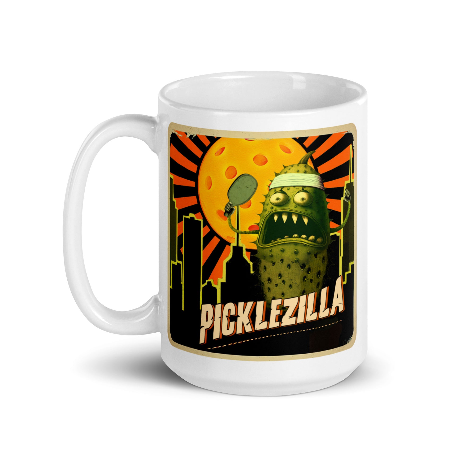 White Pickleball Mug Picklezilla 15 oz