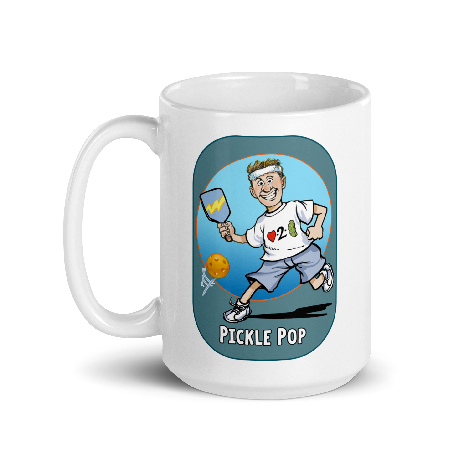 White Pickleball Mug Pickle Pop Gift for Father 15 oz