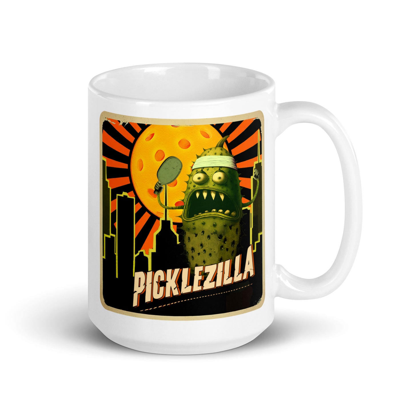 White Pickleball Mug Picklezilla 15 oz