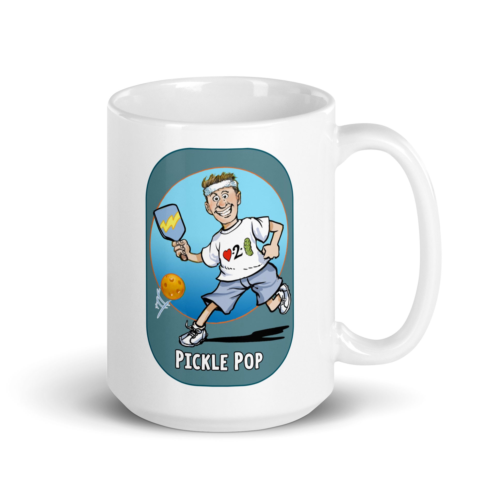 White Pickleball Mug Pickle Pop Gift for Father 15 oz