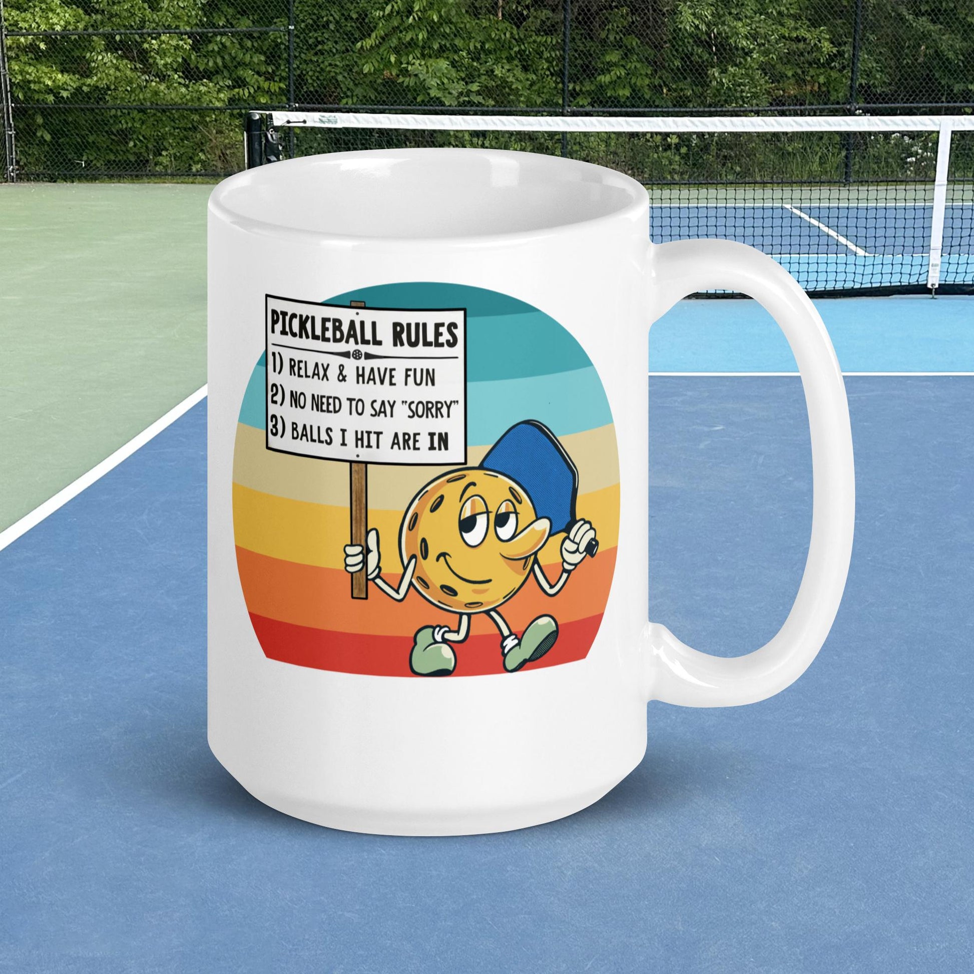 Pickleball Rules Funny Pickleball Mug, White, 15oz