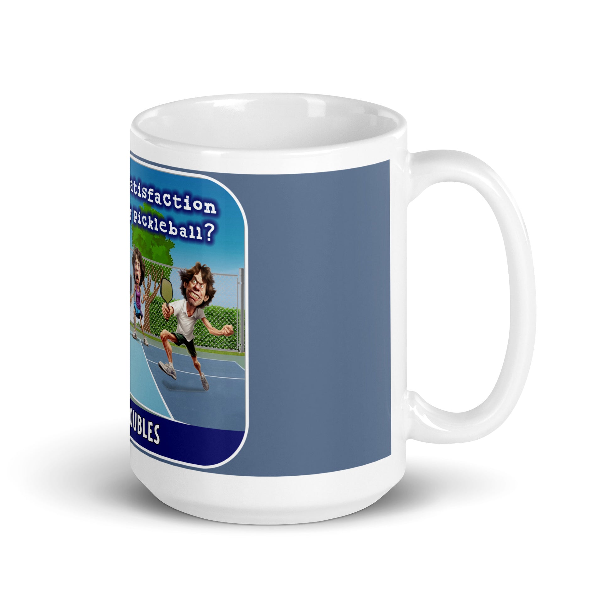 Side View Pickleball Mug, Mick's Doubles, White, 15oz