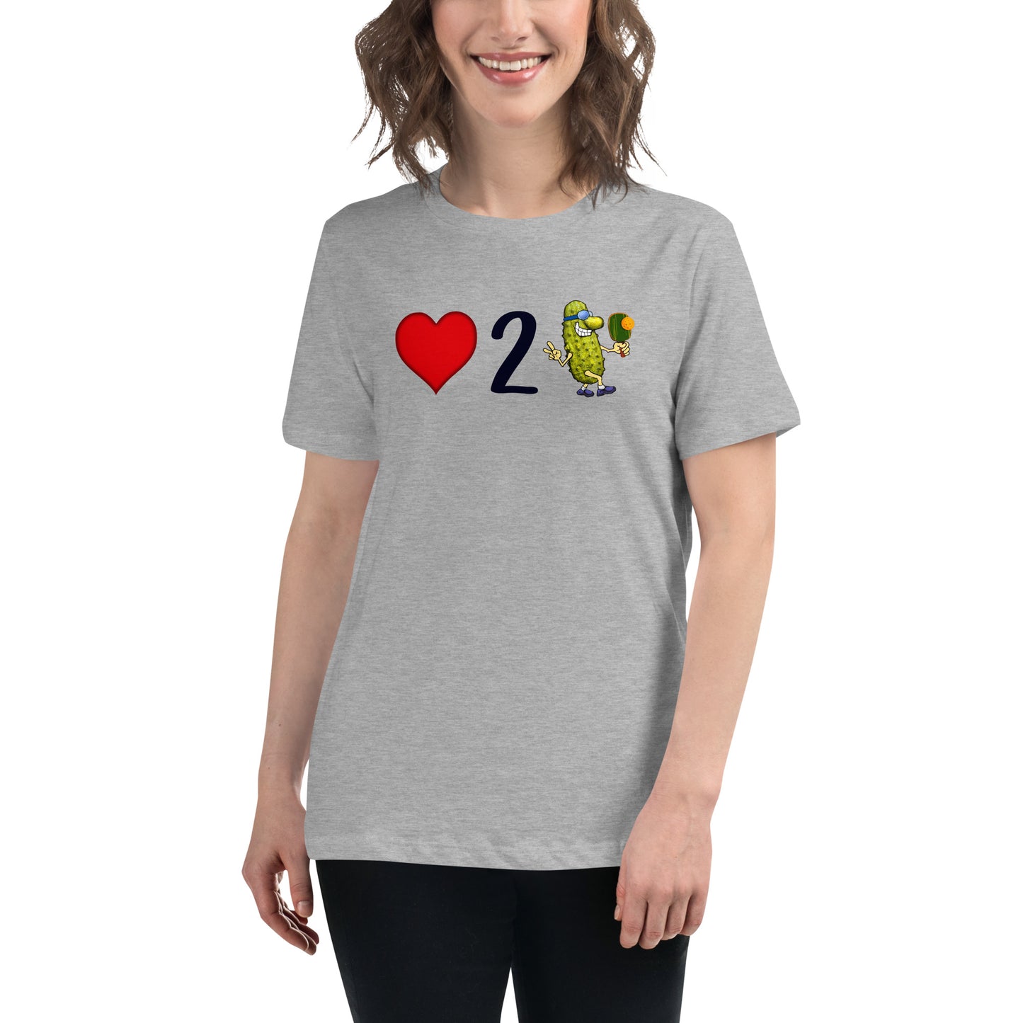 Women's Pickleball Shirt, Love 2 Pickle, Front Center Graphic, Short-sleeve