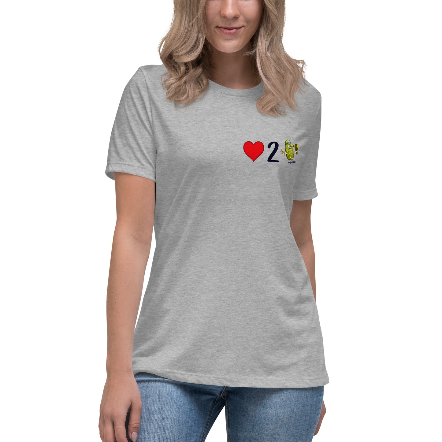 Women's Pickleball Shirt, Love 2 Pickle, Left Chest Graphic, Short-sleeve