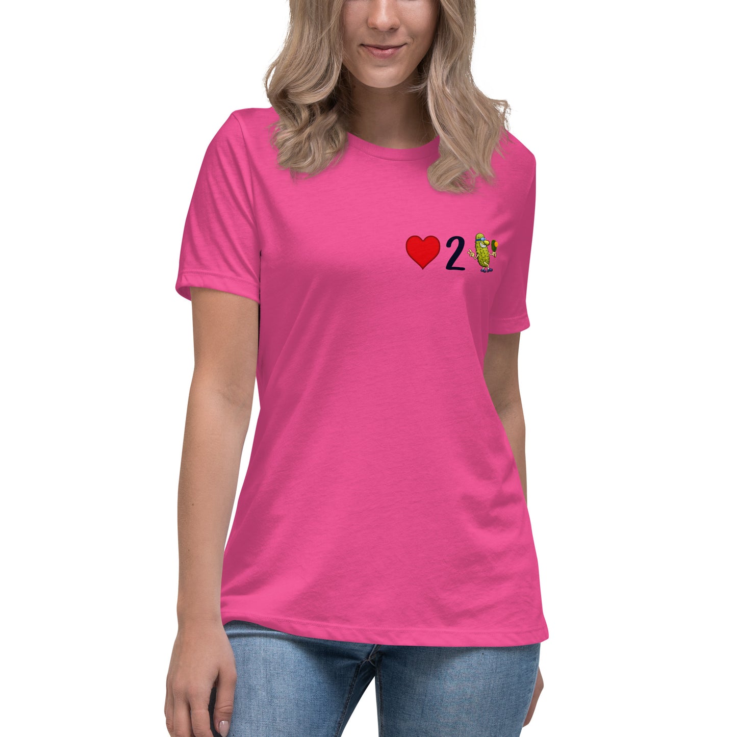 Women's Pickleball Shirt, Love 2 Pickle, Left Chest Graphic, Short-sleeve