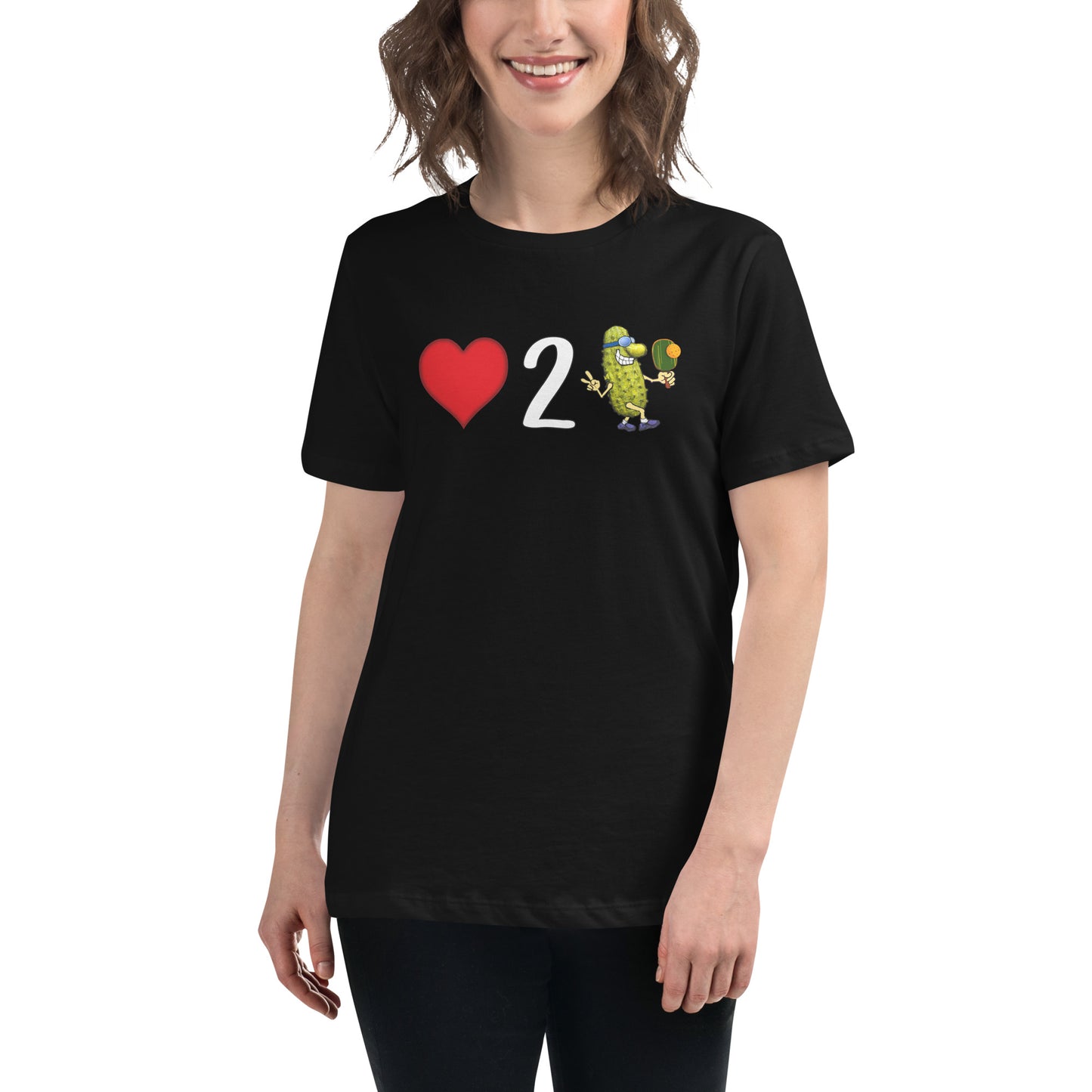 Women's Pickleball Shirt, Love 2 Pickle, Front Center Graphic, Short-sleeve