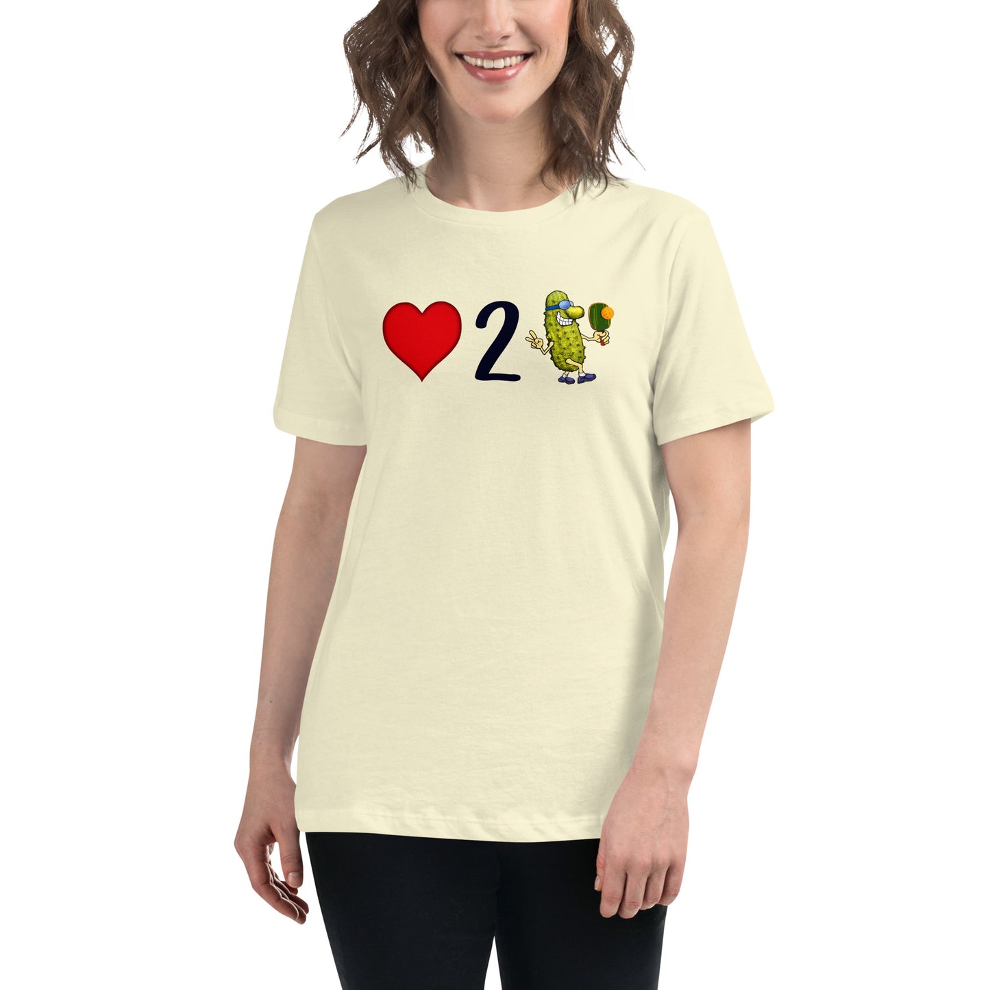 Women's Pickleball Shirt, Love 2 Pickle, Front Center Graphic, Short-sleeve