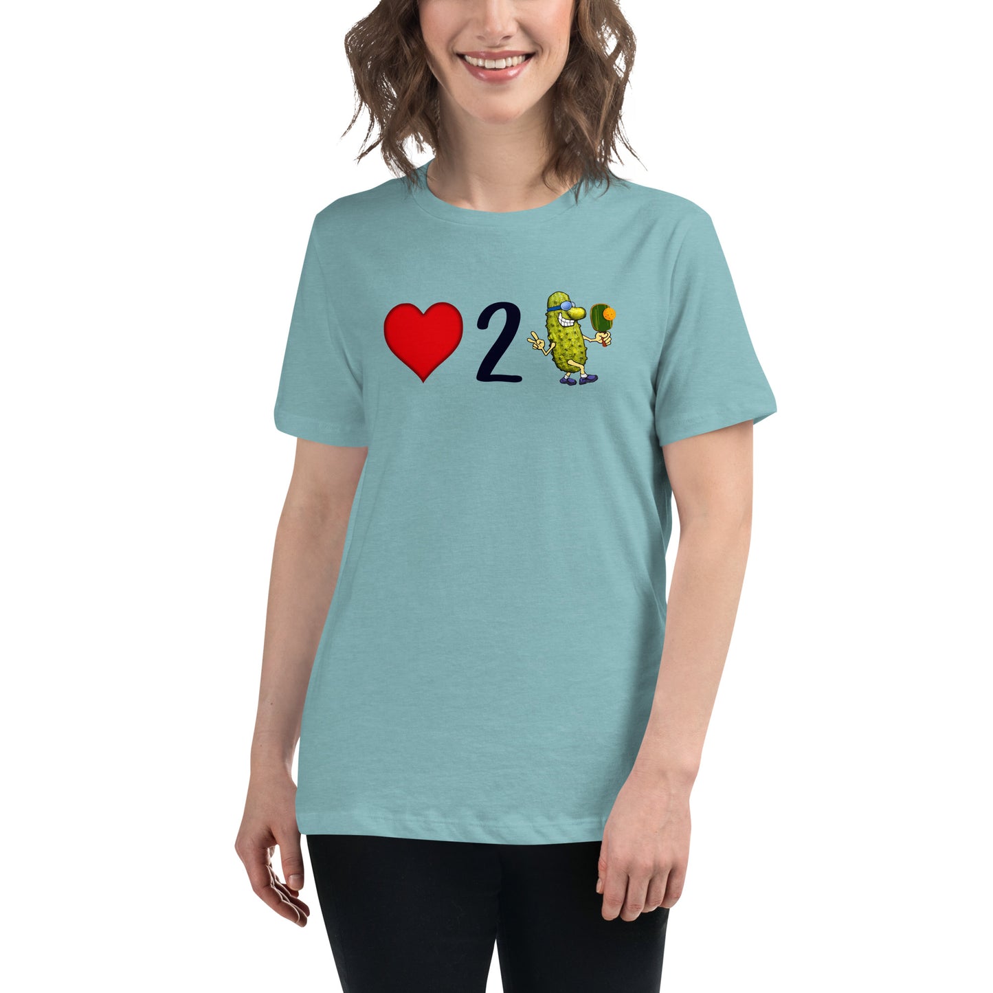 Women's Pickleball Shirt, Love 2 Pickle, Front Center Graphic, Short-sleeve