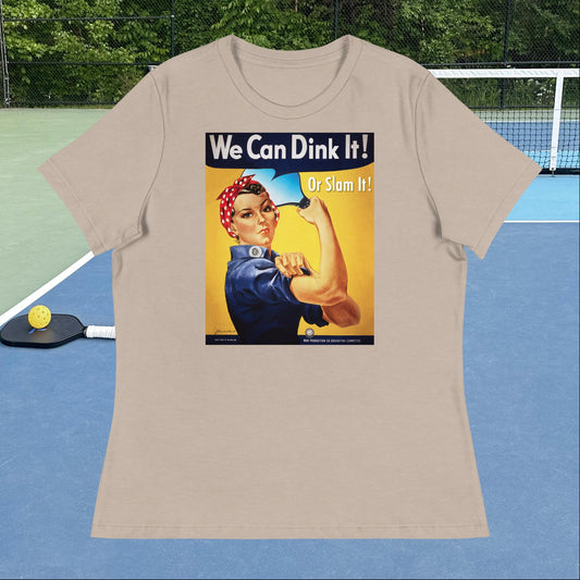 Heather Stone Rosie the Riveter Pickleball T-shirt, Graphic on Front, Women's Relaxed Cotton Tee