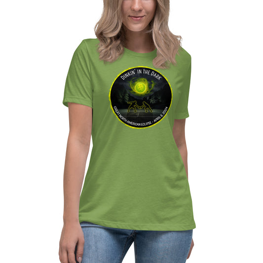 Women's Pickleball T-shirt, Dinkin' In The Dark Eclipse Design, Graphic on Front