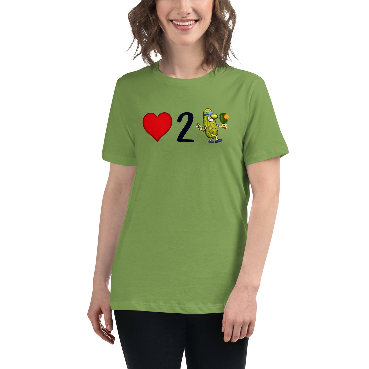 Women's Pickleball Shirt, Love 2 Pickle, Front Center Graphic, Short-sleeve