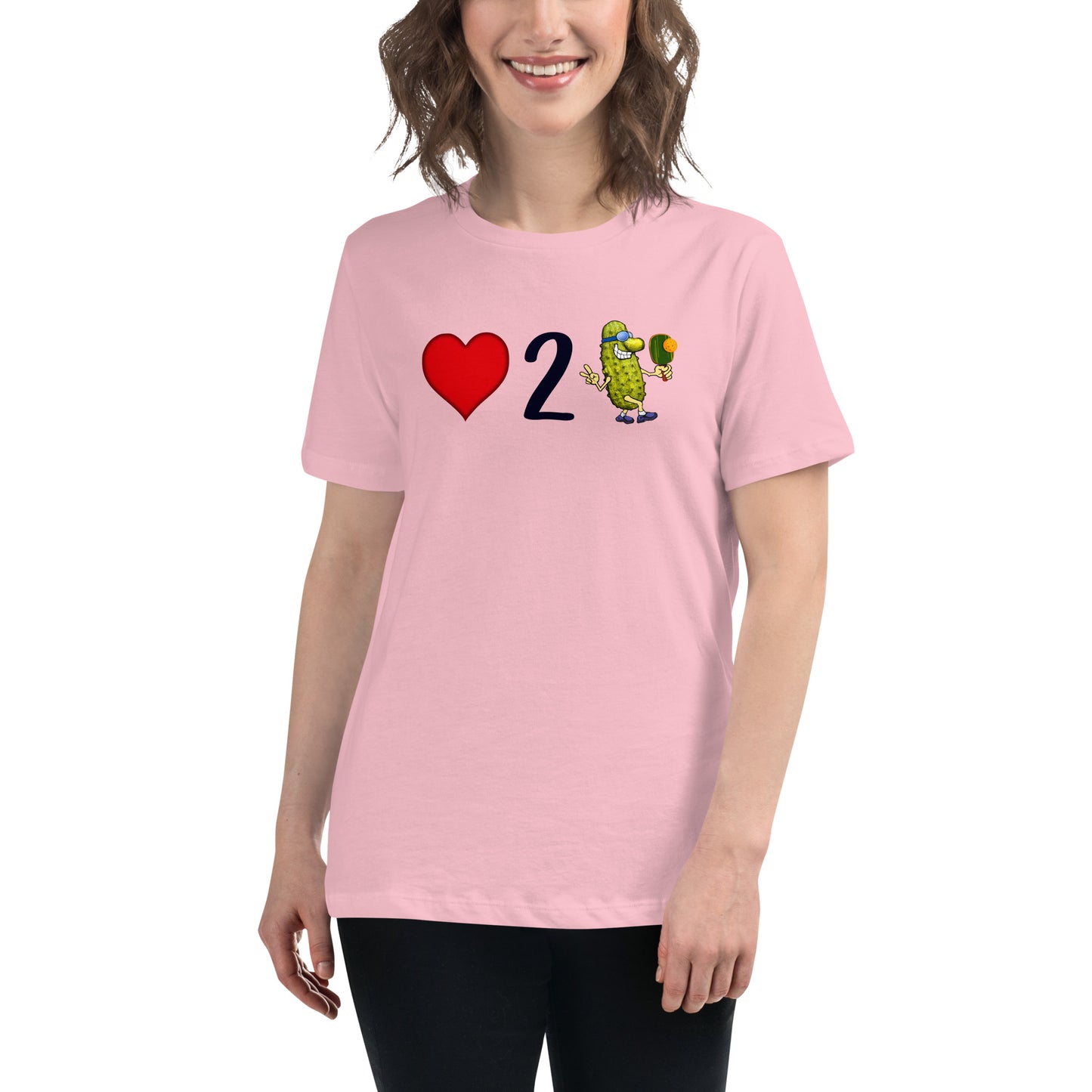 Women's Pickleball Shirt, Love 2 Pickle, Front Center Graphic, Short-sleeve