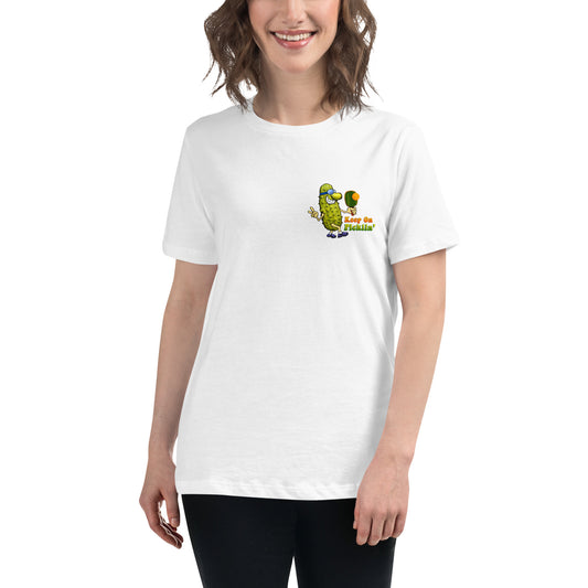 Women's Pickleball T-shirt, Keep On Picklin' Pickledude, Left Chest Graphic, Short-sleeve