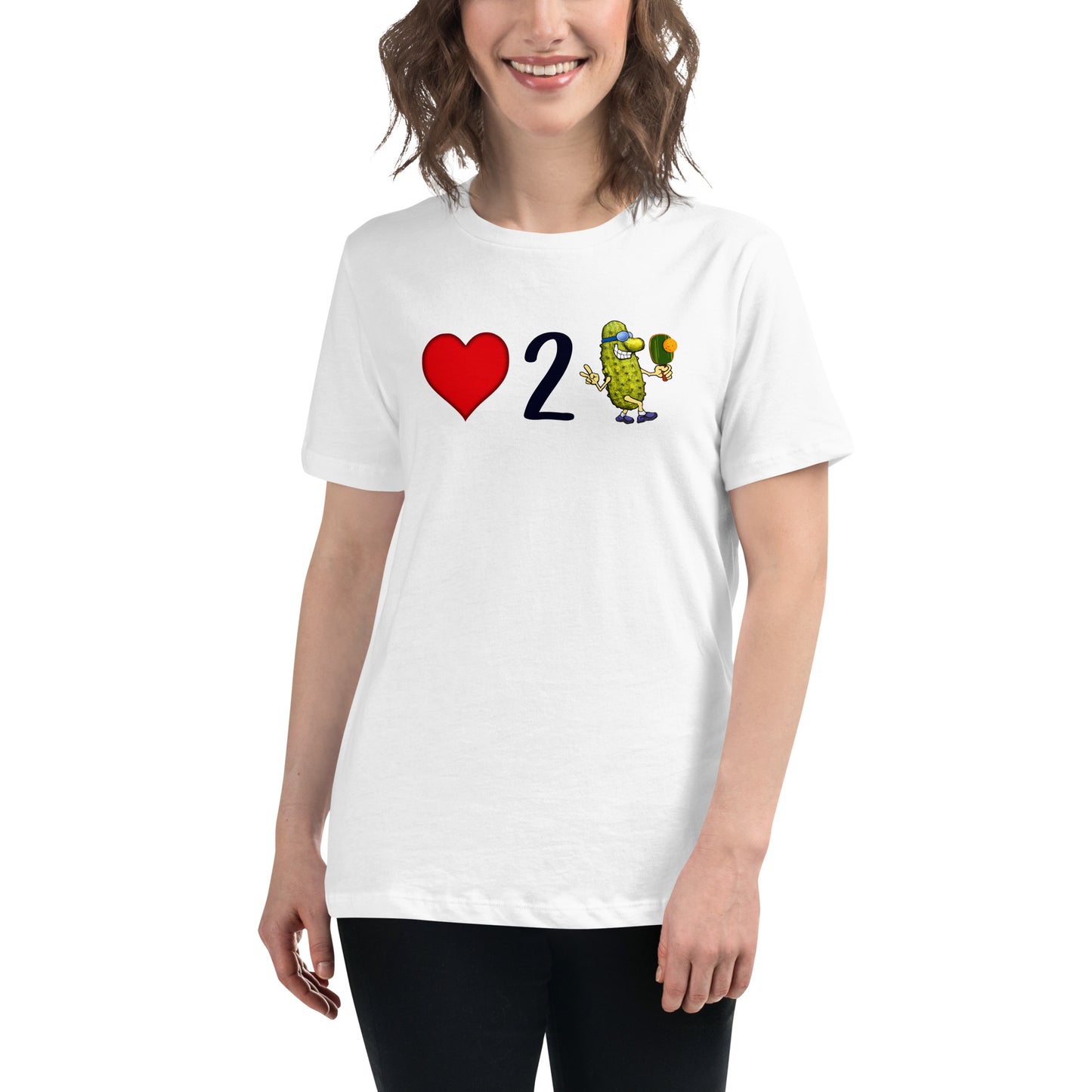 Women's Pickleball Shirt, Love 2 Pickle, Front Center Graphic, Short-sleeve